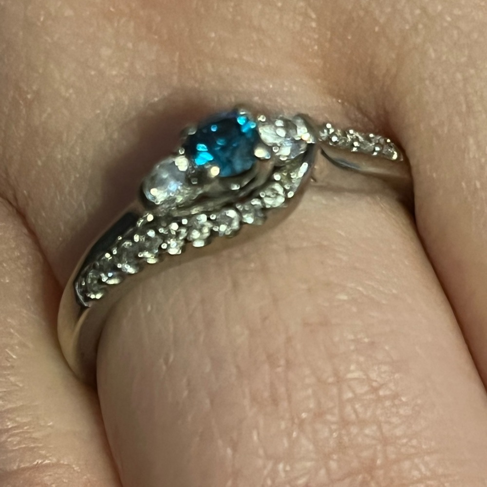 Blue diamond engagement ring